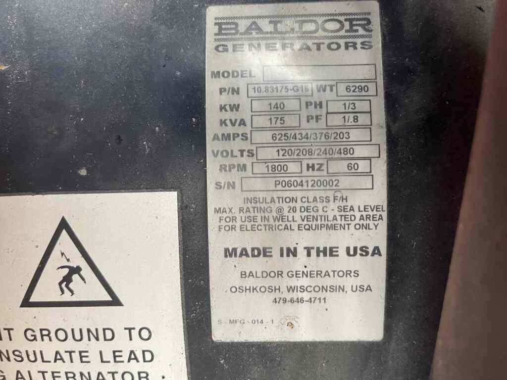 Baldor TS175T Trailer Mounted Diesel Generator - Tier 3