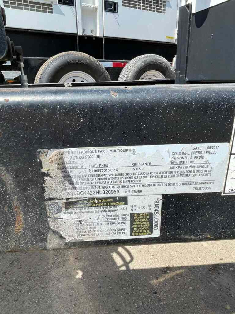 Diesel Generator: Multiquip DCA70SSIU4F Trailer Mounted