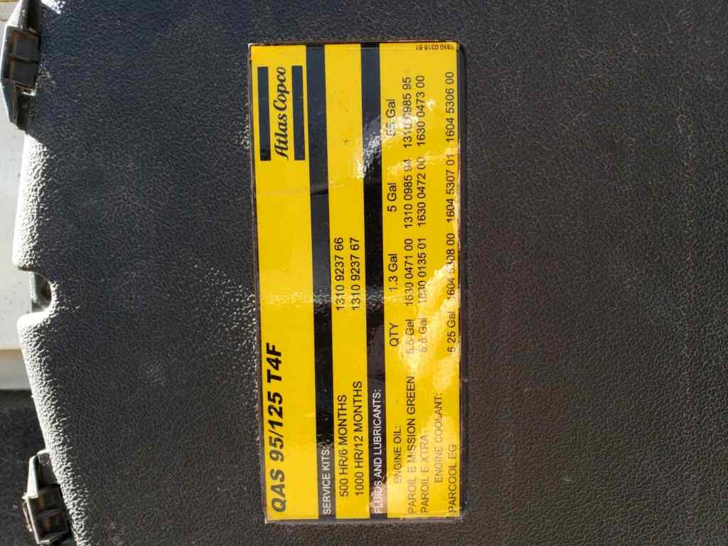 Diesel Generator: Atlas Copco QAS125 Trailer Mounted