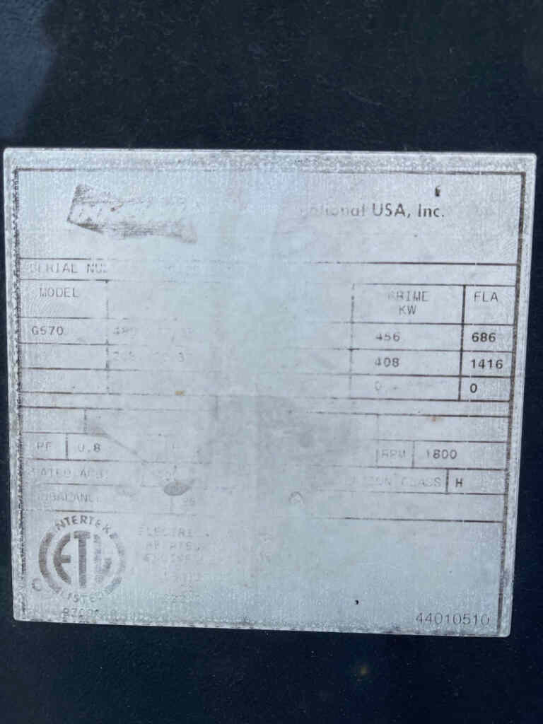 Ingersol Rand / Doosan G570 Trailer Mounted Diesel Generator - Tier 2