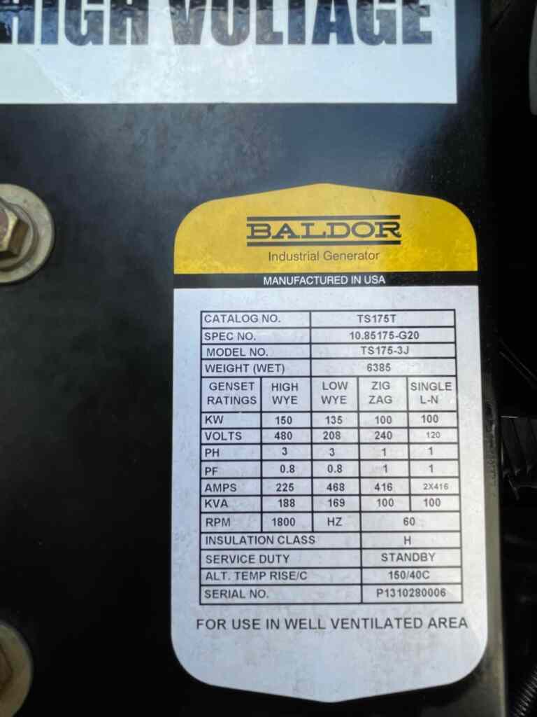 Baldor TS175 Trailer Mounted Diesel Generator - Tier 3