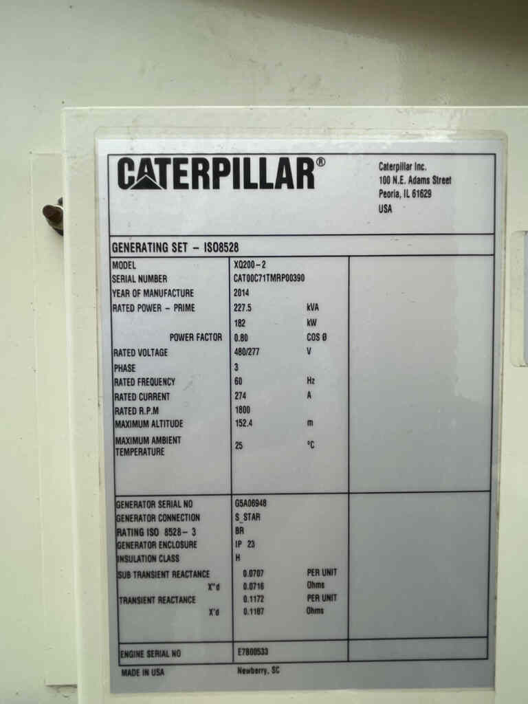 Trailer Mounted Diesel Generator: Caterpillar XQ200