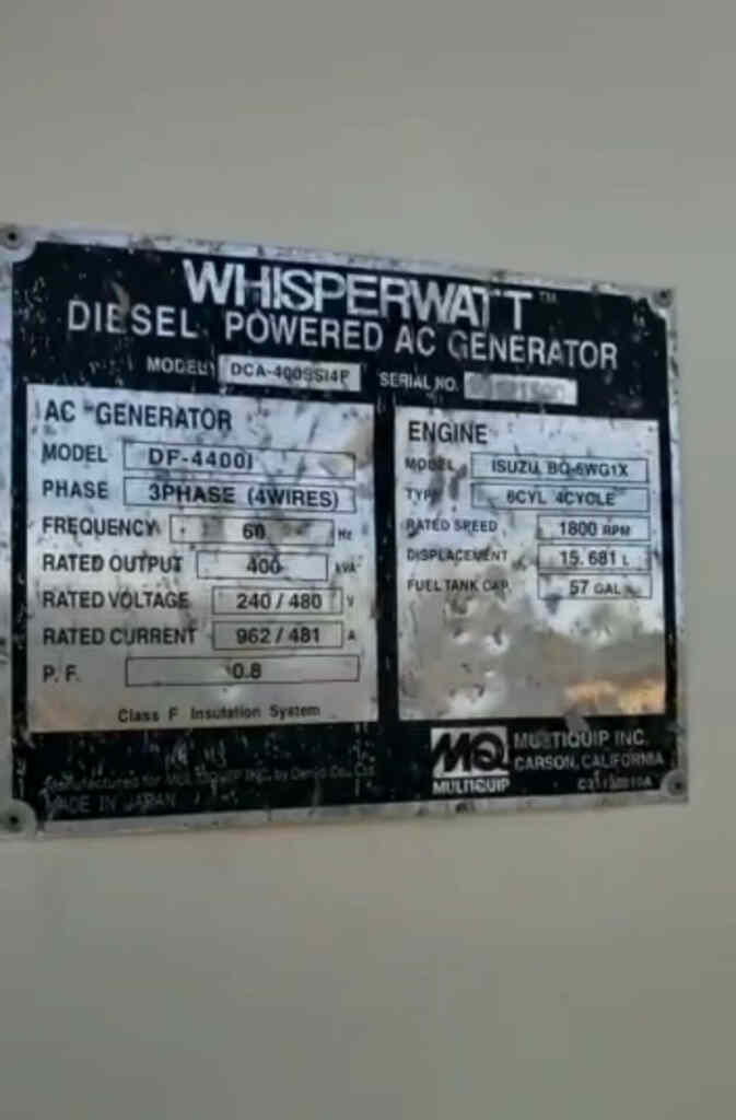 Multiquip DCA400SSI4F Trailer Mounted Diesel Generator