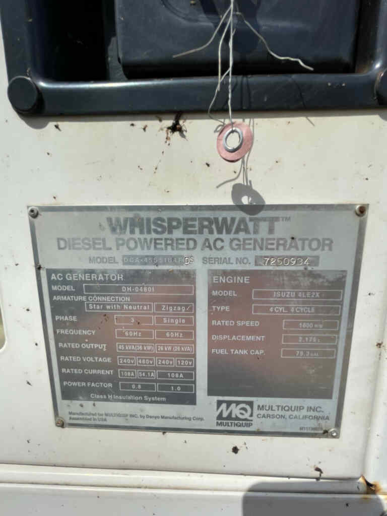 Trailer Mounted Multiquip DCA45SSIU4F Diesel Generator