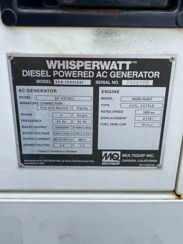 Multiquip DCA25SSIU4F Trailer Mounted Diesel Generator