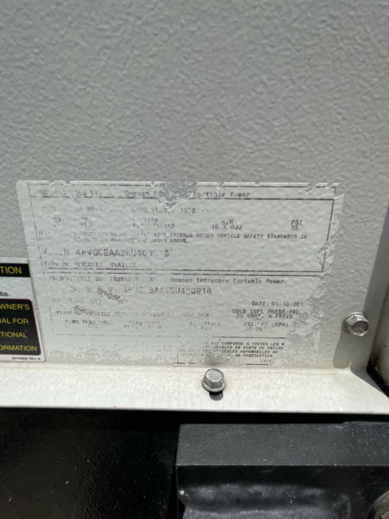 2014 Doosan G25 Trailer Mounted Diesel Generator