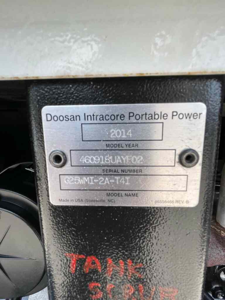 2014 Doosan G25 Trailer Mounted Diesel Generator