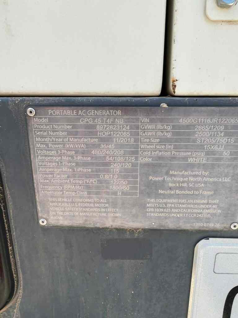 Chicago Pneumatic CPG45 Trailer Mounted Diesel Generator - Tier 3