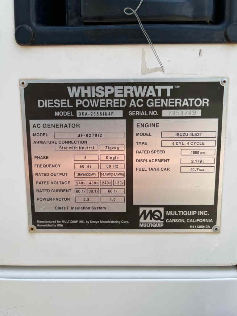 Multiquip DCA25SSIU4F Trailer Mounted Diesel Generator