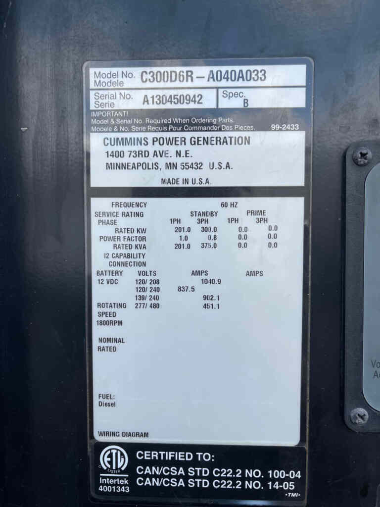 Cummins C300D6R Trailer Mounted Diesel Generator - Tier 3
