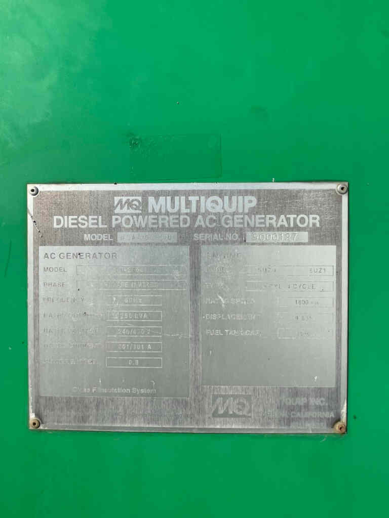 Multiquip DCA250SSIU Trailer Mounted Diesel Generator - Tier 3