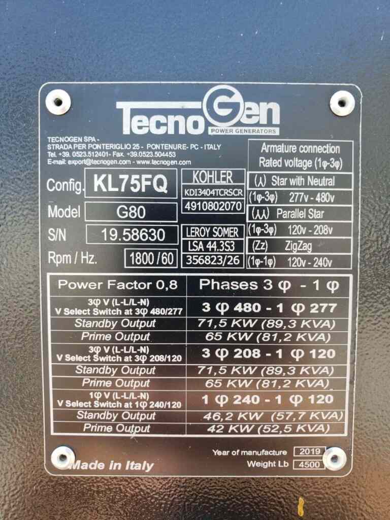 Tecnogen G80 Mega Silent Trailer Mounted Diesel Generator