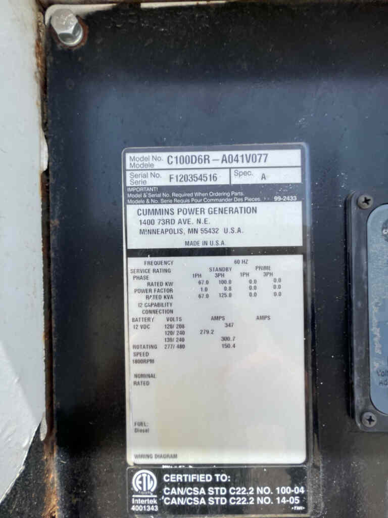 Cummins C100D6R Trailer Mounted Diesel Generator - Tier 3