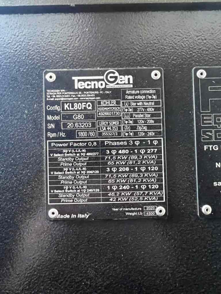 Tecnogen G80 Mega Silent Trailer Mounted Diesel Generator