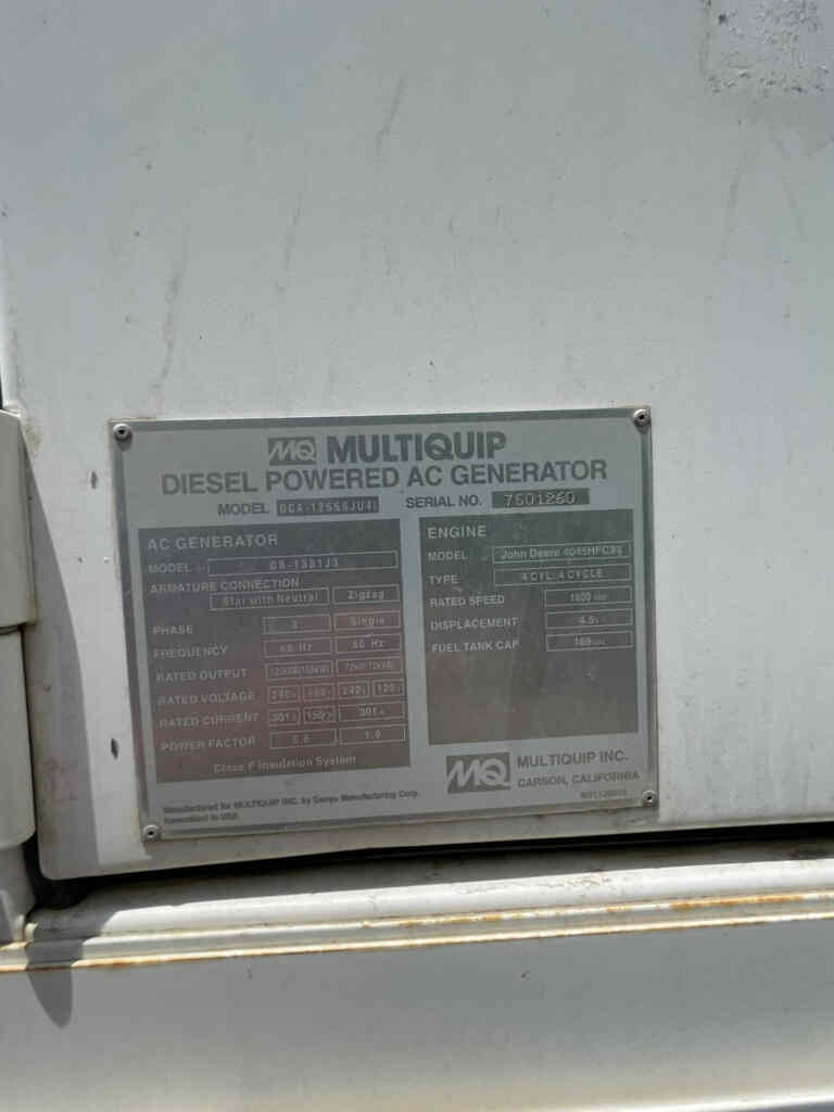 Multiquip DCA125SSJU4i Trailer Mounted Diesel Generator