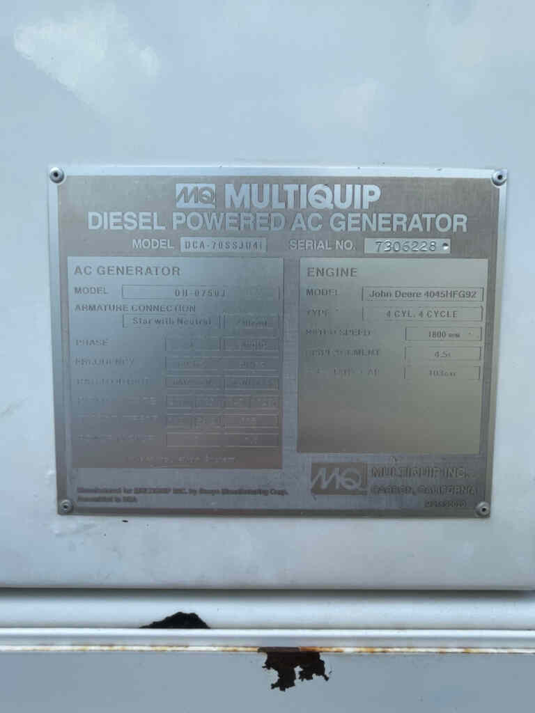 Multiquip DCA70SSJU4I Trailer Mounted - Diesel Generators