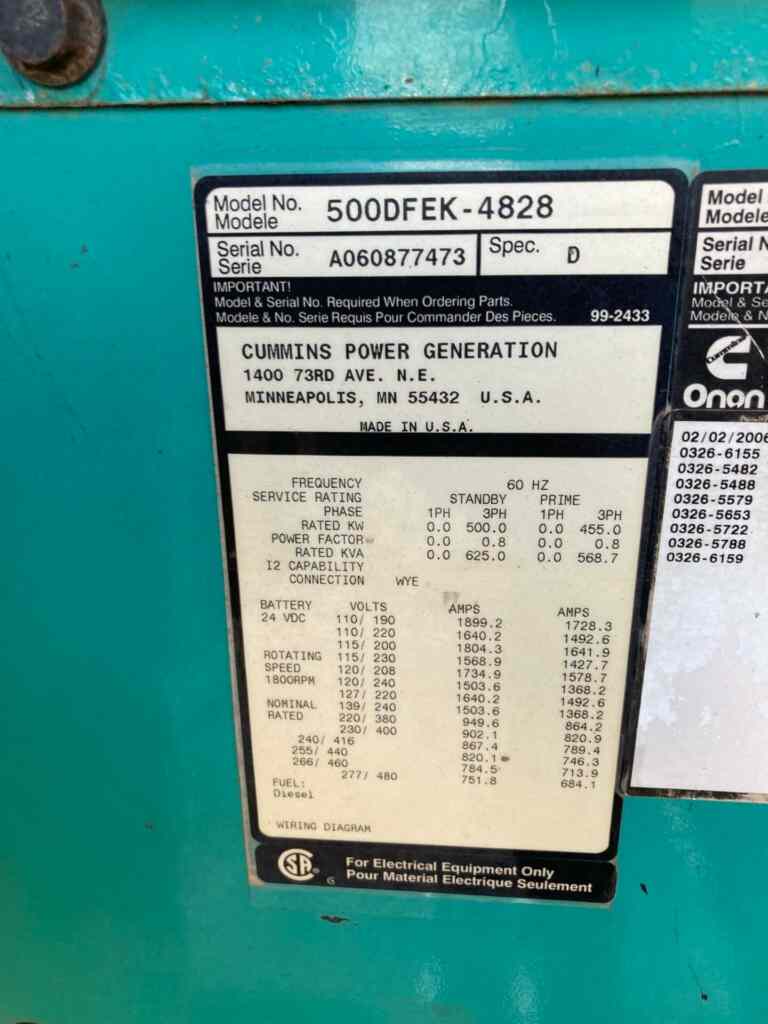 Diesel Power Module: Cummins C500D6RG - Tier 2