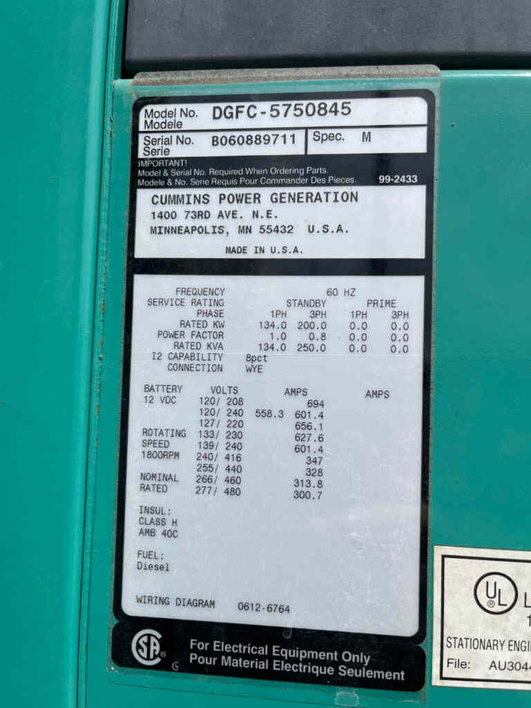 Cummins DGFC Standby Diesel Generator - Tier 3