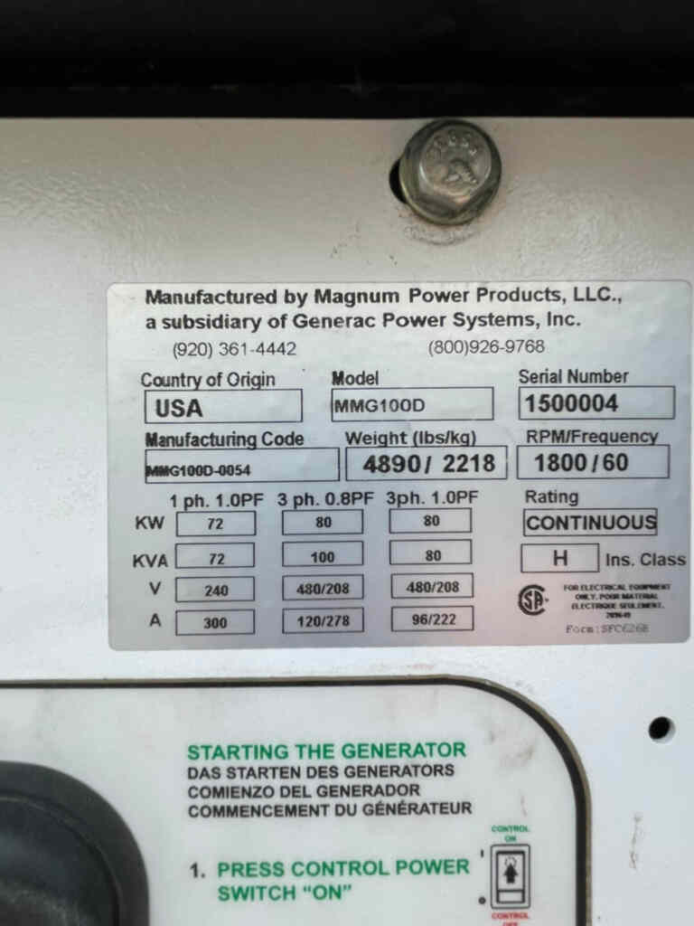 Diesel Generator: Magnum MMG100D - Trailer Mounted