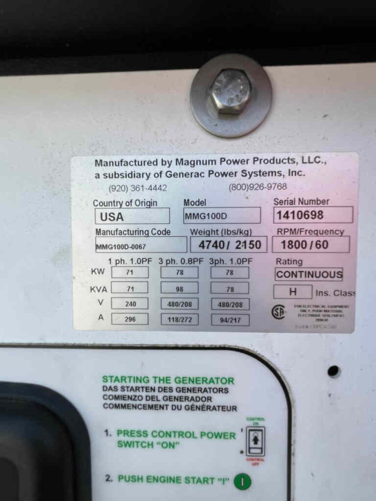 Diesel Generator: Magnum MMG100D Trailer Mounted
