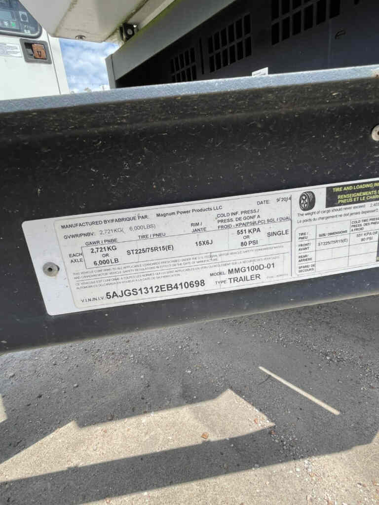 Diesel Generator: Magnum MMG100D Trailer Mounted