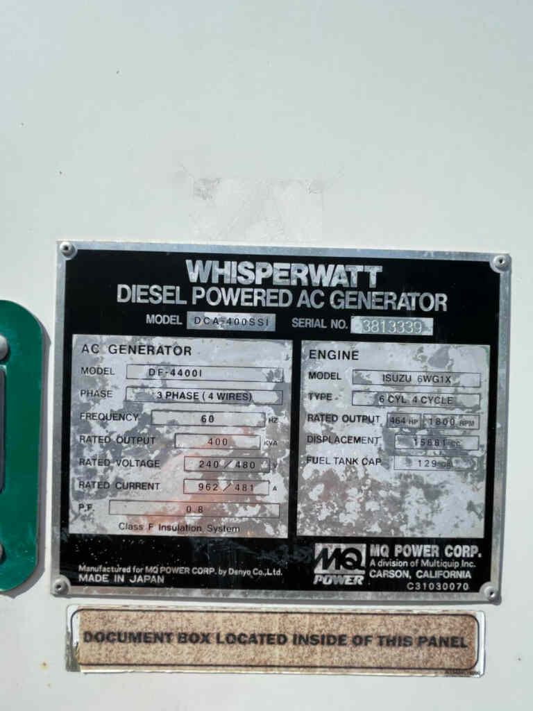 Multiquip DCA400SSI Trailer Mounted Diesel Generator - Tier 3