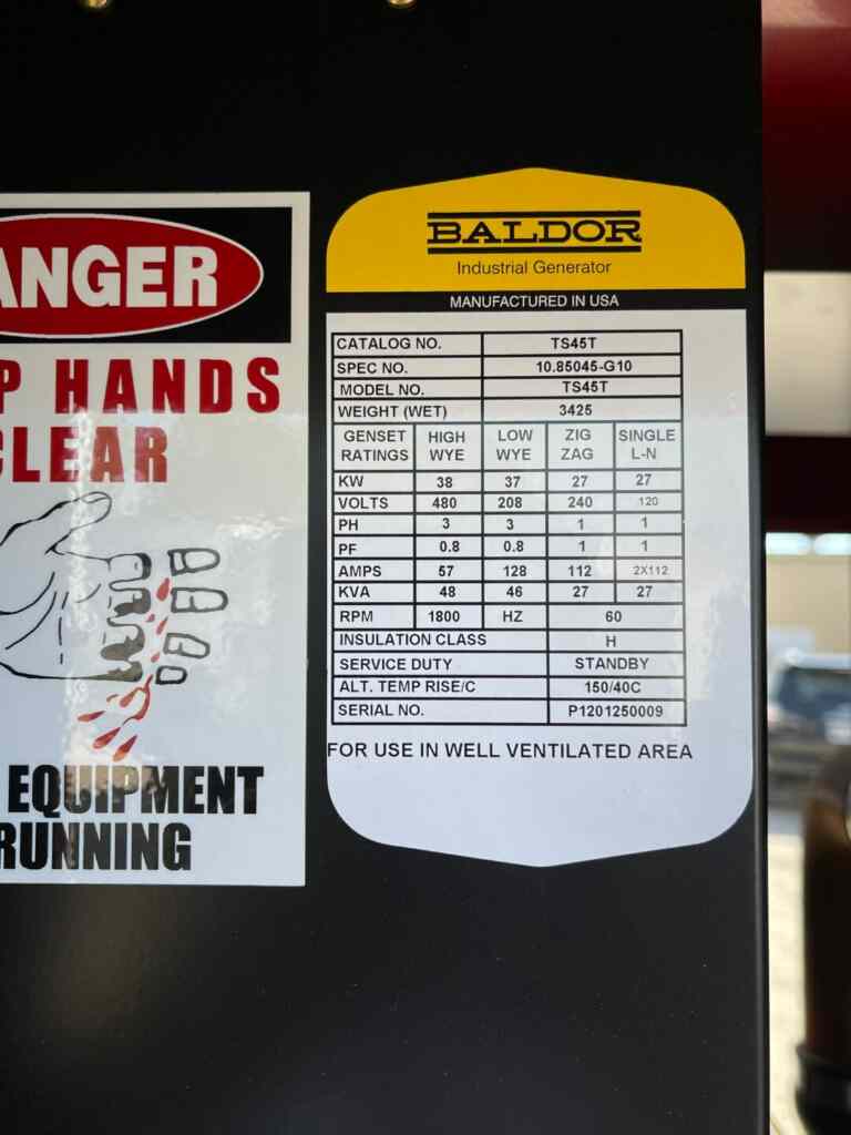 Baldor TS45T Trailer Mounted Diesel Generator - Tier 3