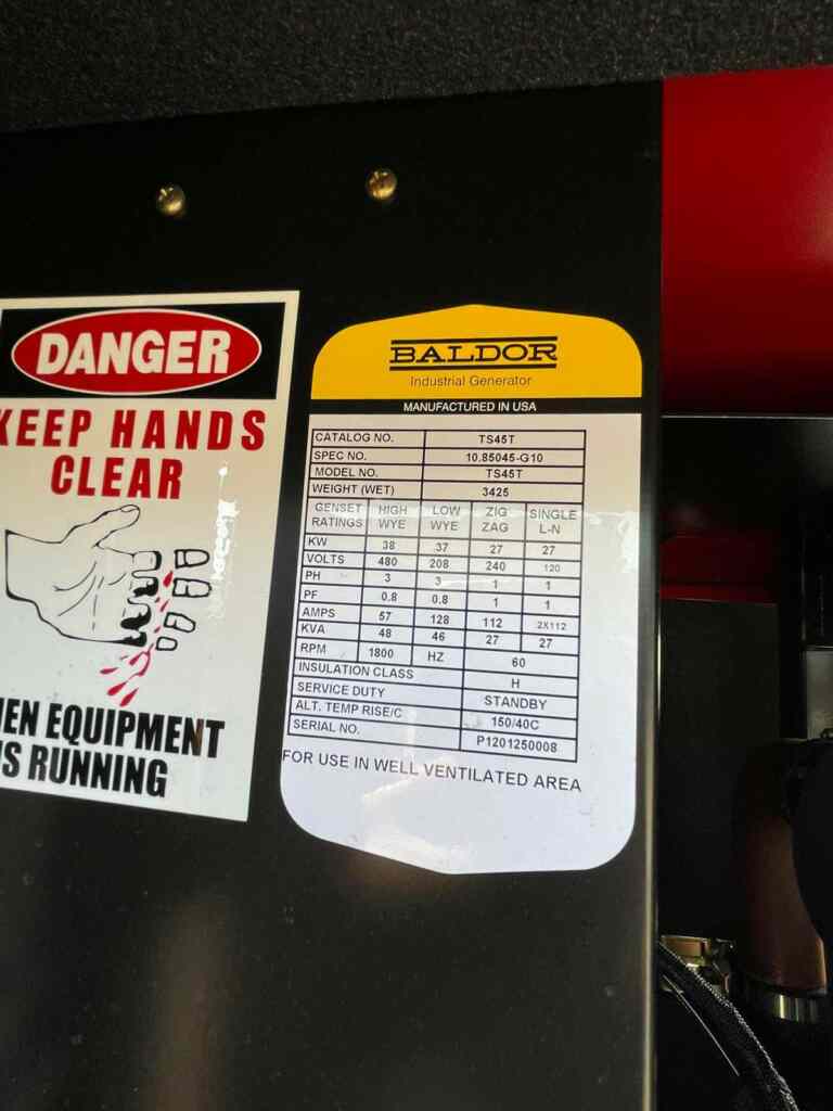 Baldor TS45T Trailer Mounted Diesel Generator - Tier 3