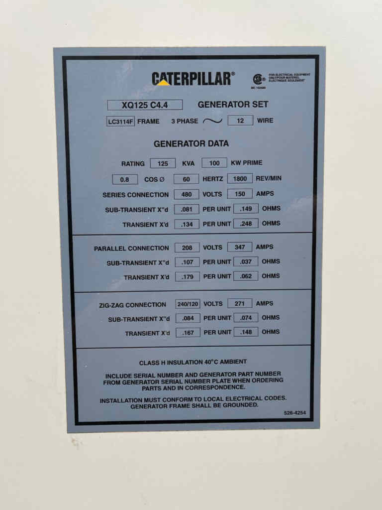 Caterpillar XQ125 Trailer Mounted Diesel Generator