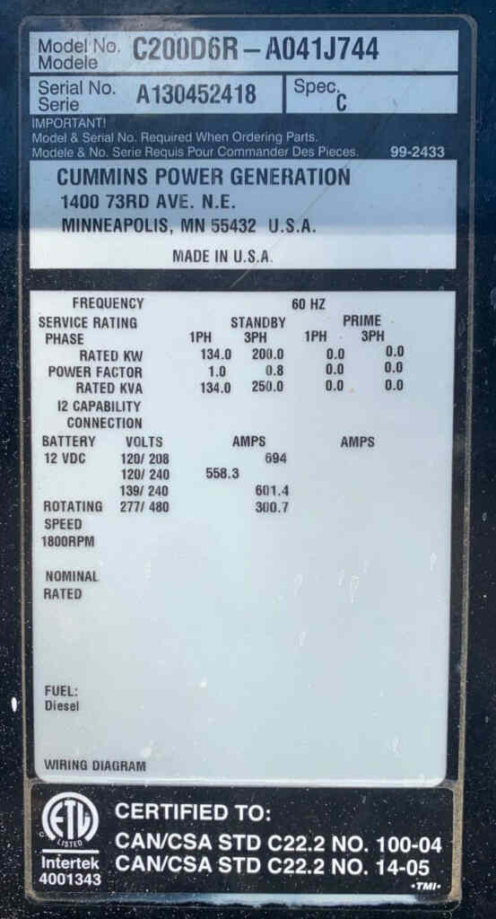 Cummins C200D6R Trailer Mounted Diesel Generator - Tier 3