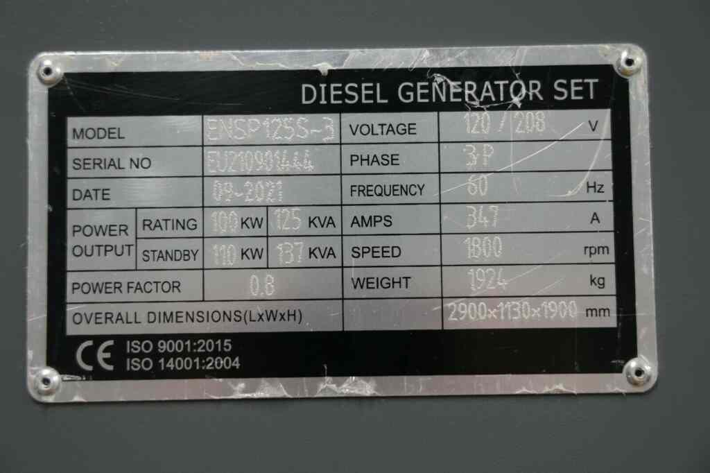 UTP 100-P3 Standby Diesel Generator - Tier 3