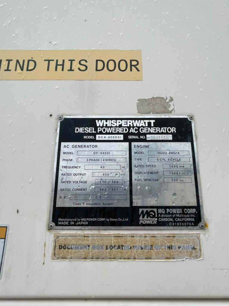 Multiquip DCA400SSI Trailer Mounted, Diesel Generator - Tier 3