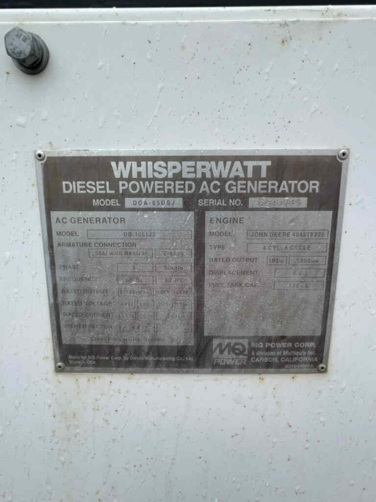 Multiquip DCA85USJ Trailer Mounted Diesel Generator - Tier 3