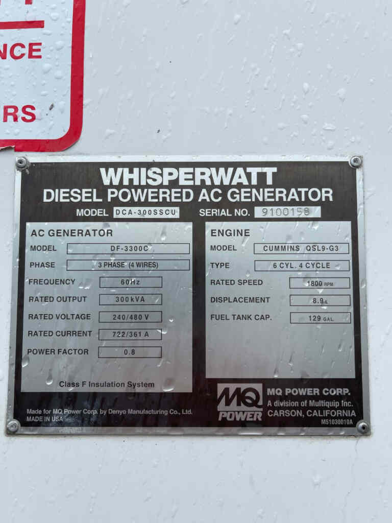 Multiquip DCA300SSCU Trailer Mounted Diesel Generator - Tier 3