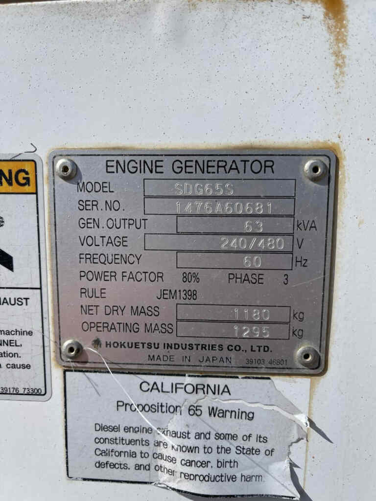 Trailer Mounted Airman PowerPro SDG65S - Diesel Generator - Tier 3