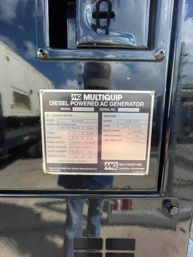 Multiquip DCA45SSIU4 Trailer Mounted Diesel Generator - Tier 3