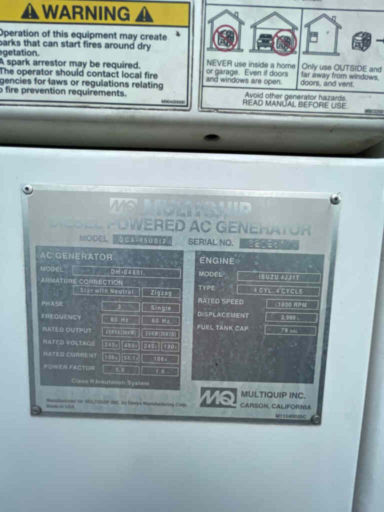 Multiquip DCA45USI2 Trailer Mounted Diesel Generator - Tier 3