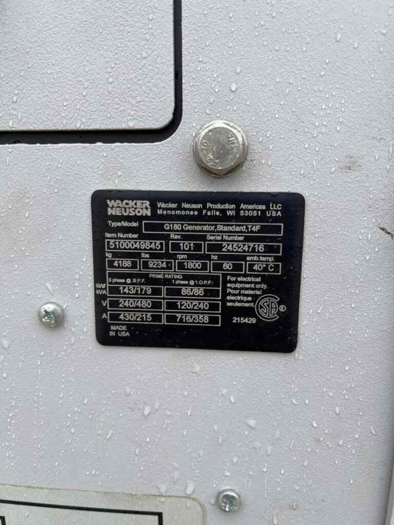 Wacker Neuson G180 Trailer Mounted Diesel Generator