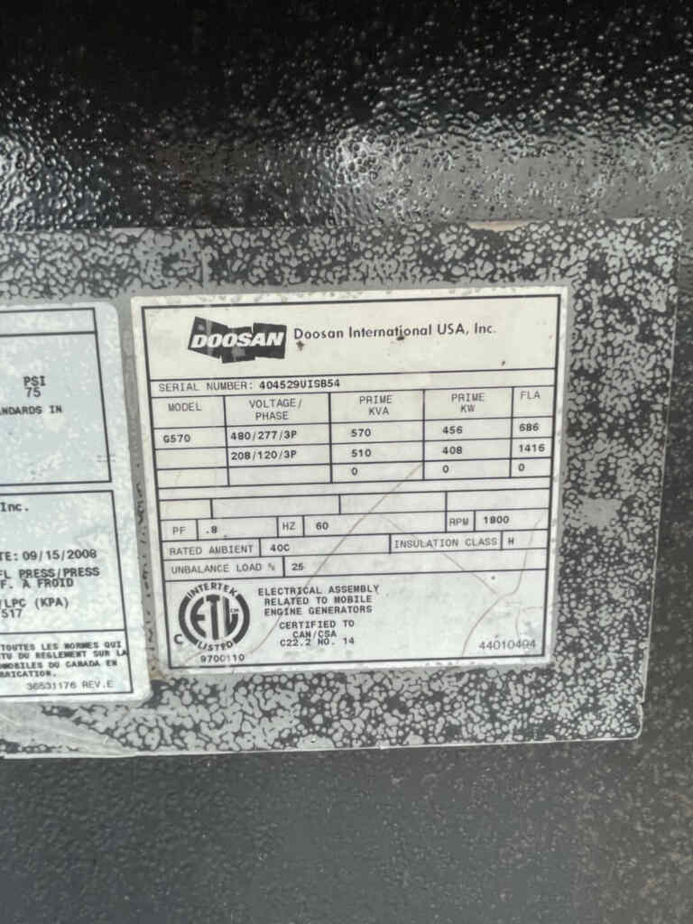 Ingersoll Rand PowerSource G570 Trailer Mounted, Diesel Generator - Tier 2