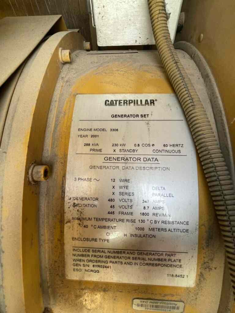 Caterpillar 3306 Diesel Standby Generator