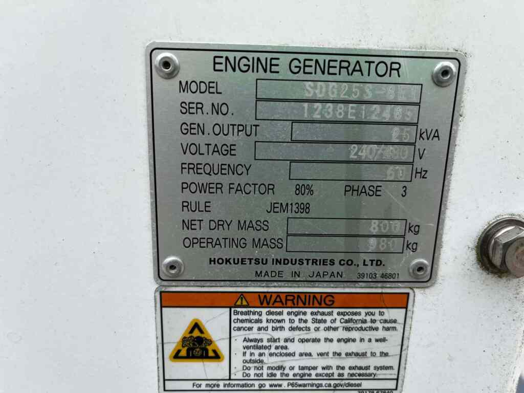Airman SDG25S Trailer Mounted Diesel Generator