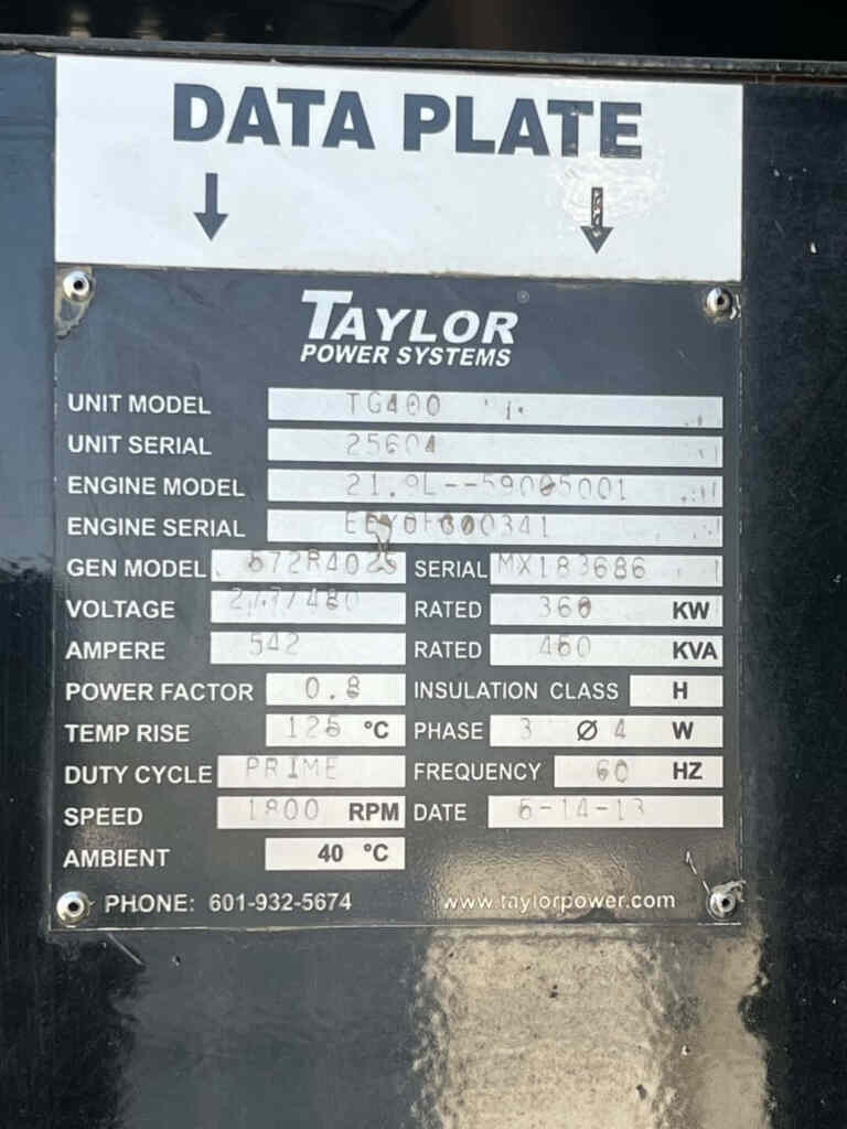 Taylor TG400 Standby Natural Gas Generator