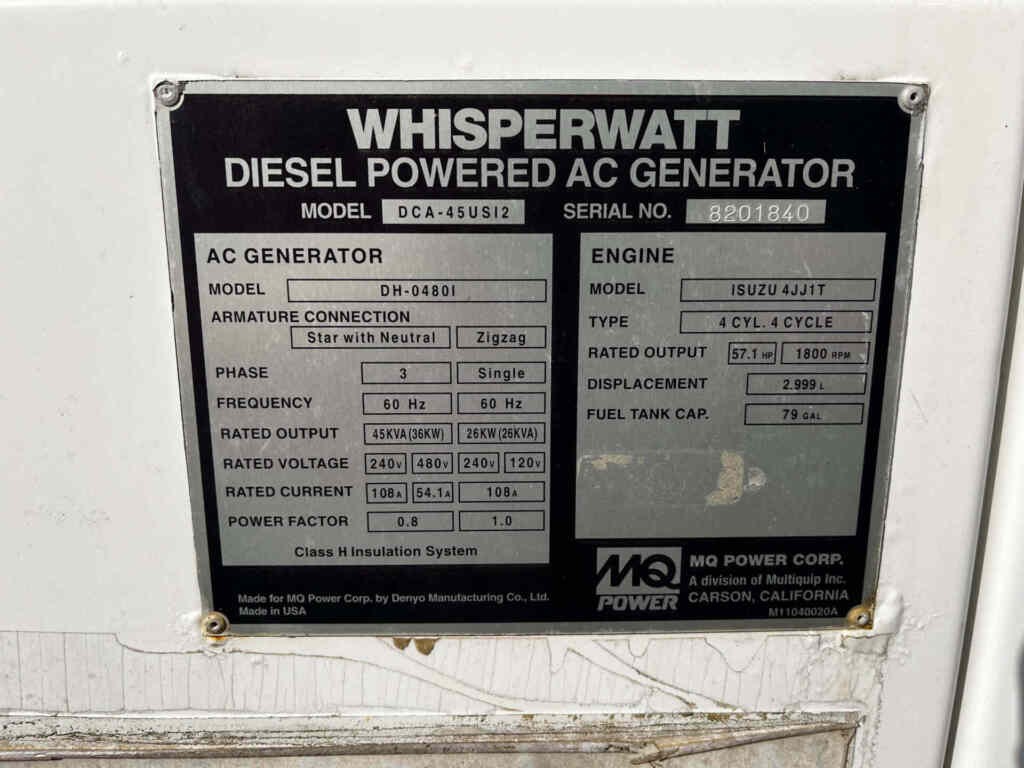 Multiquip DCA45USI2 Trailer Mounted Diesel Generator - Tier 3