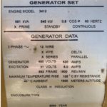 Standby Generator: Caterpillar 3412C Diesel