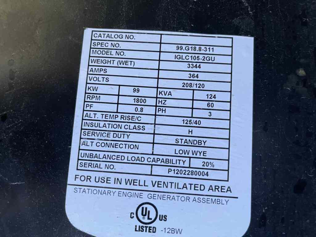 Triton 100kW Standby Natural Gas Generator
