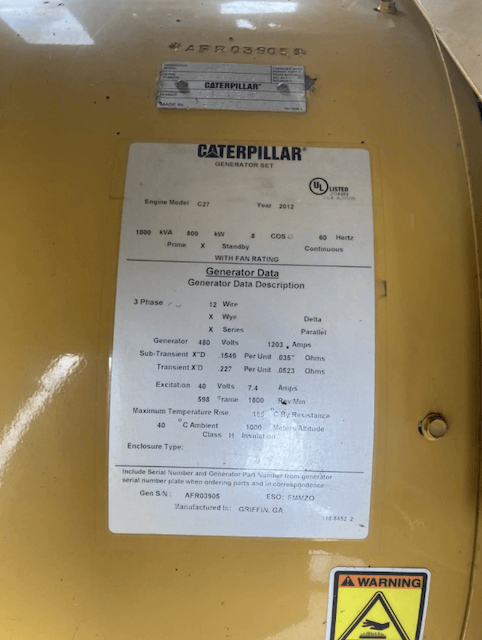 Caterpillar C27 Standby Diesel Generator - Tier 2