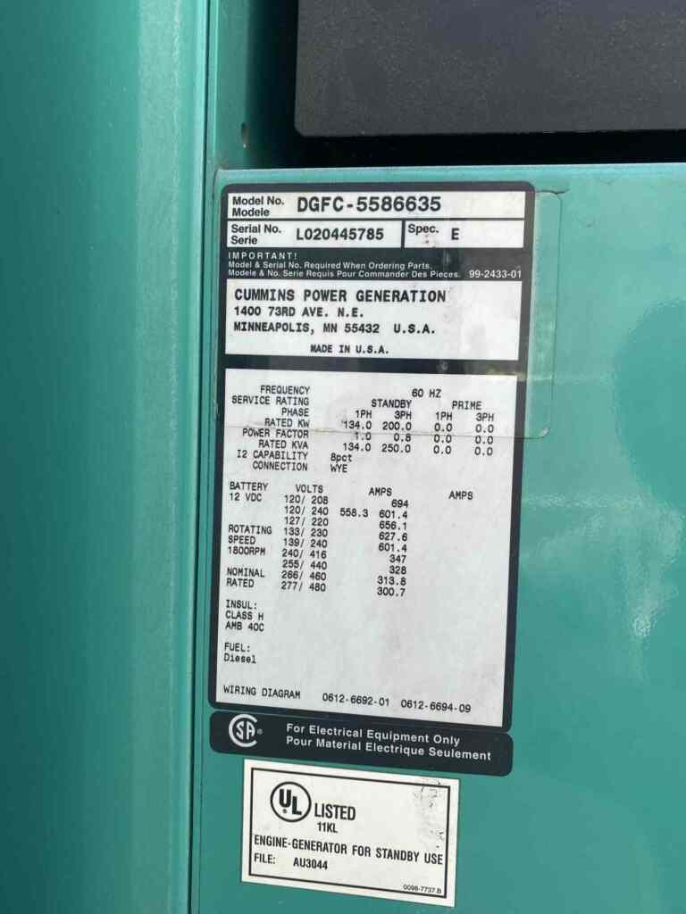 Cummins DGFC Standby Diesel Generator