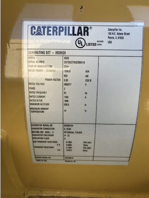 Caterpillar C27 Standby Diesel Generator
