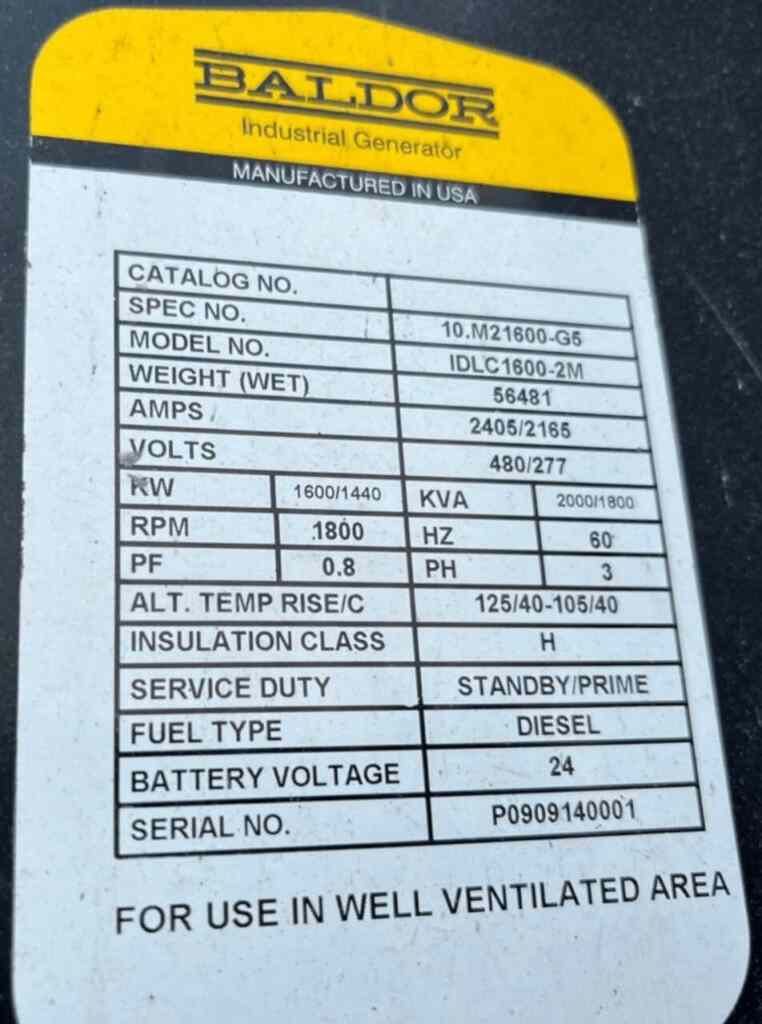 Baldor IDLC1600-2M Diesel Power Module - Tier 2