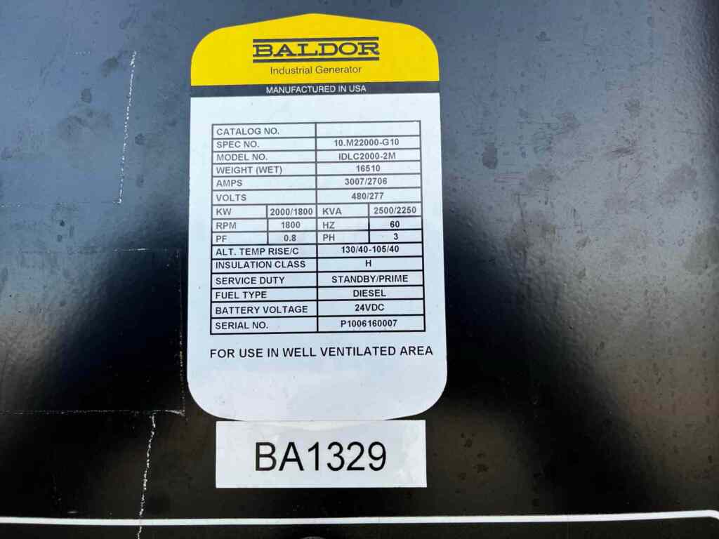 Baldor IDLC2000-2M Diesel Power Module- Tier 2
